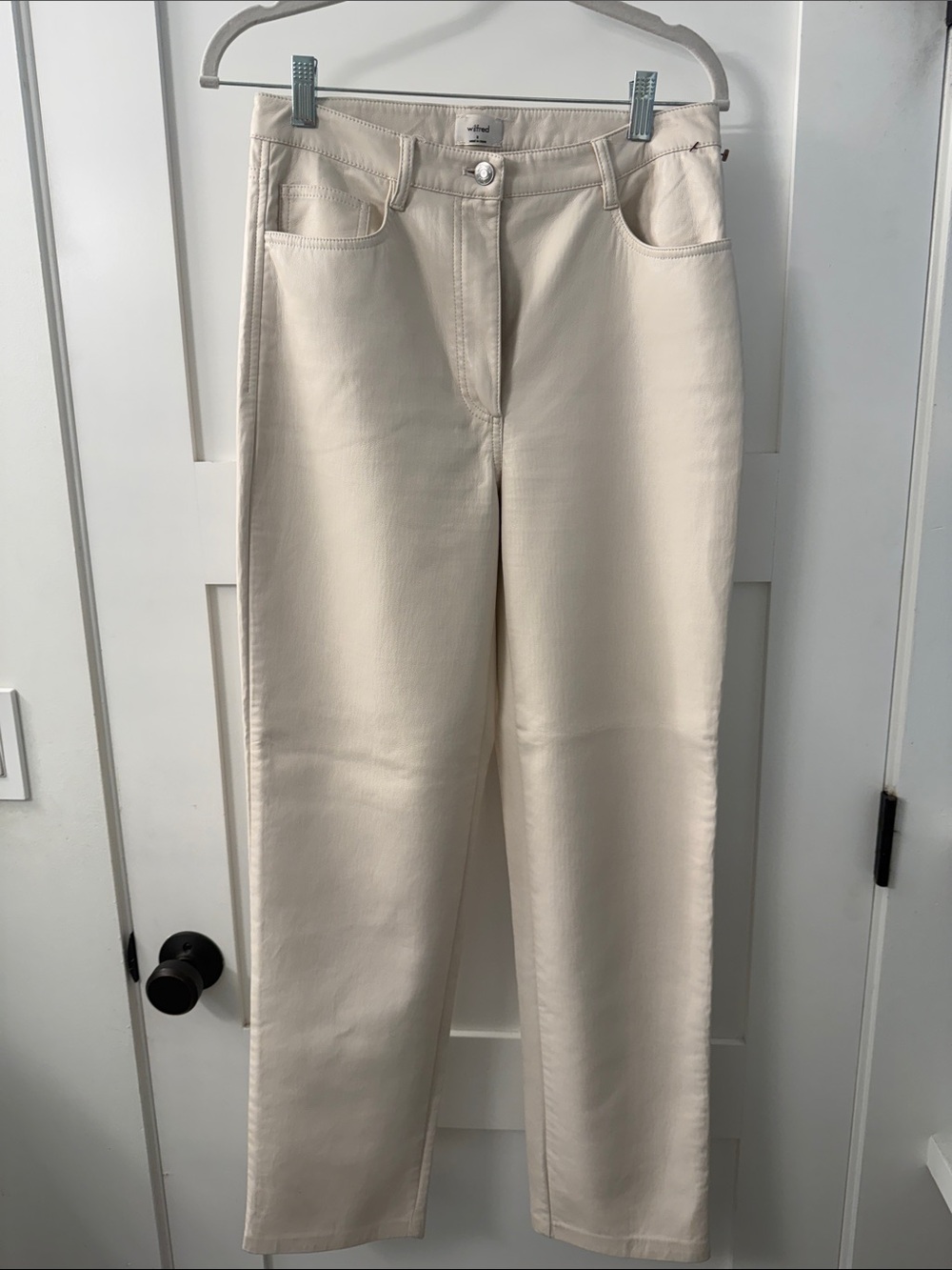 Aritzia Cream High-Rise Straight Leg Pants